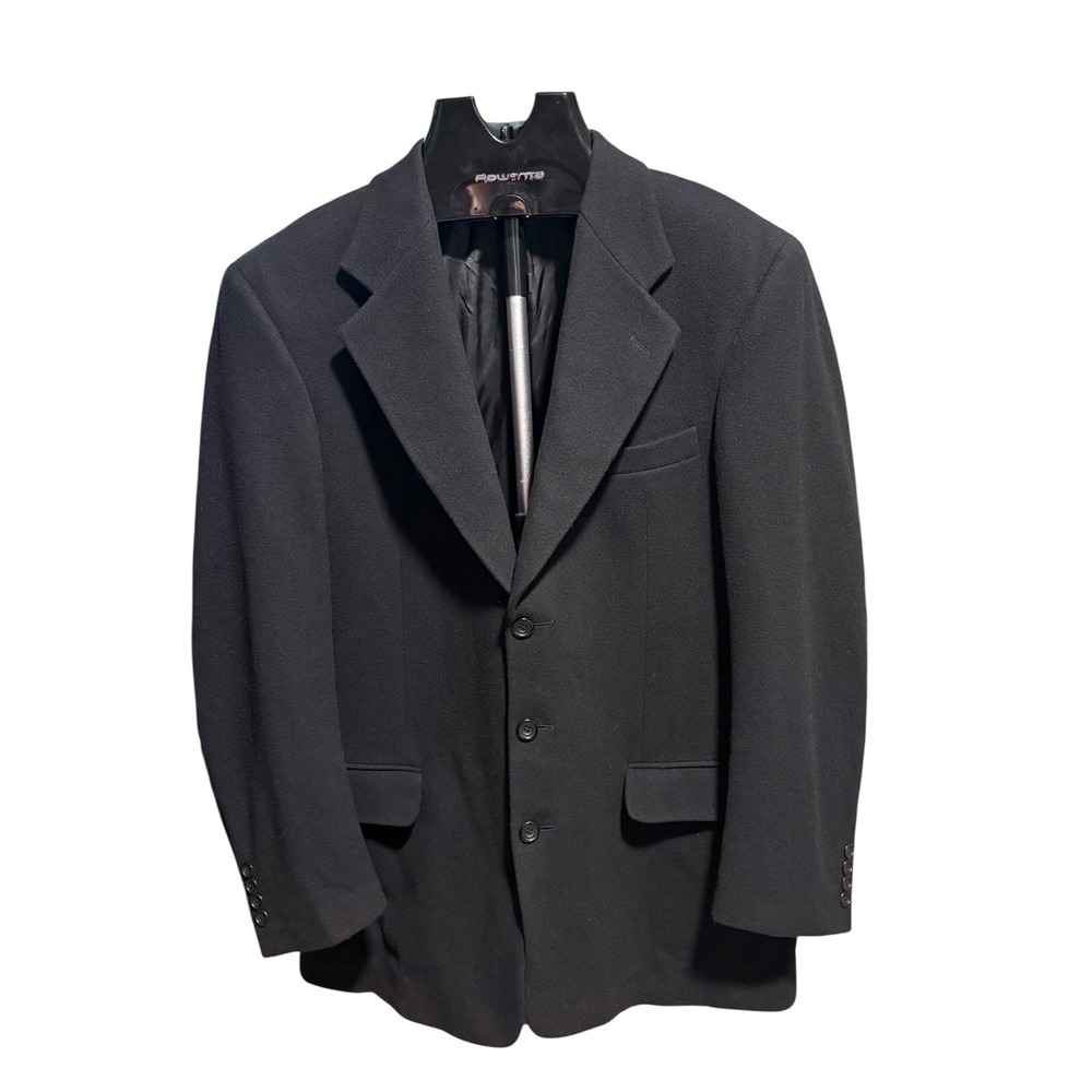 Chereskin Men L42  Sport Coat Jacket Blazer Black Cashmere Blend Business Travel